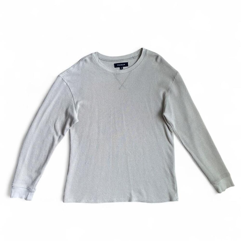 PacSun Sage Green Waffle Knit Long Sleeve Top
